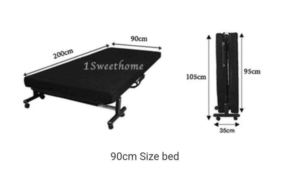 Folding bed with mattress very new., Furniture & Home Living, Furniture