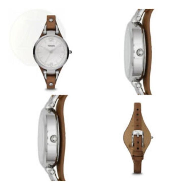 Fossil women's georgia quartz stainless steel and leather sales casual watch