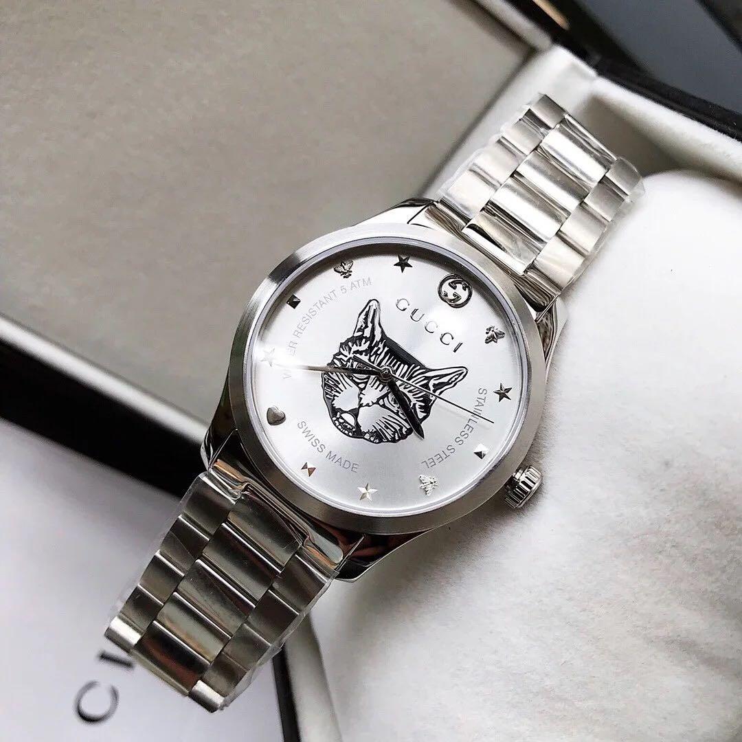 SOLDOUT-GUCCI feline head motif watch 