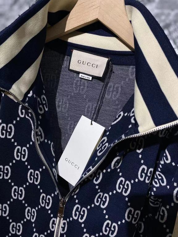 Gucci Zipper Front Medium GG Jacquard Cotton Track Jacket GG-0624N-0001
