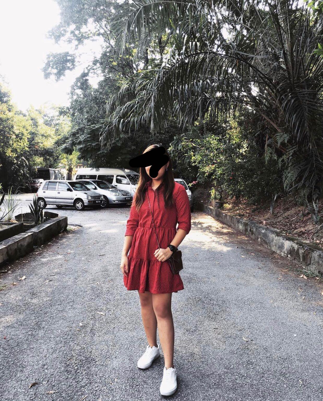 H M Red Dress Long Sleeve Women s Fashion Muslimah Fashion
