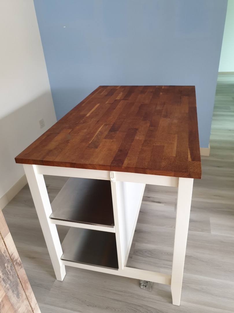 Ikea wood top table, Furniture & Home Living, Furniture, Tables & Sets