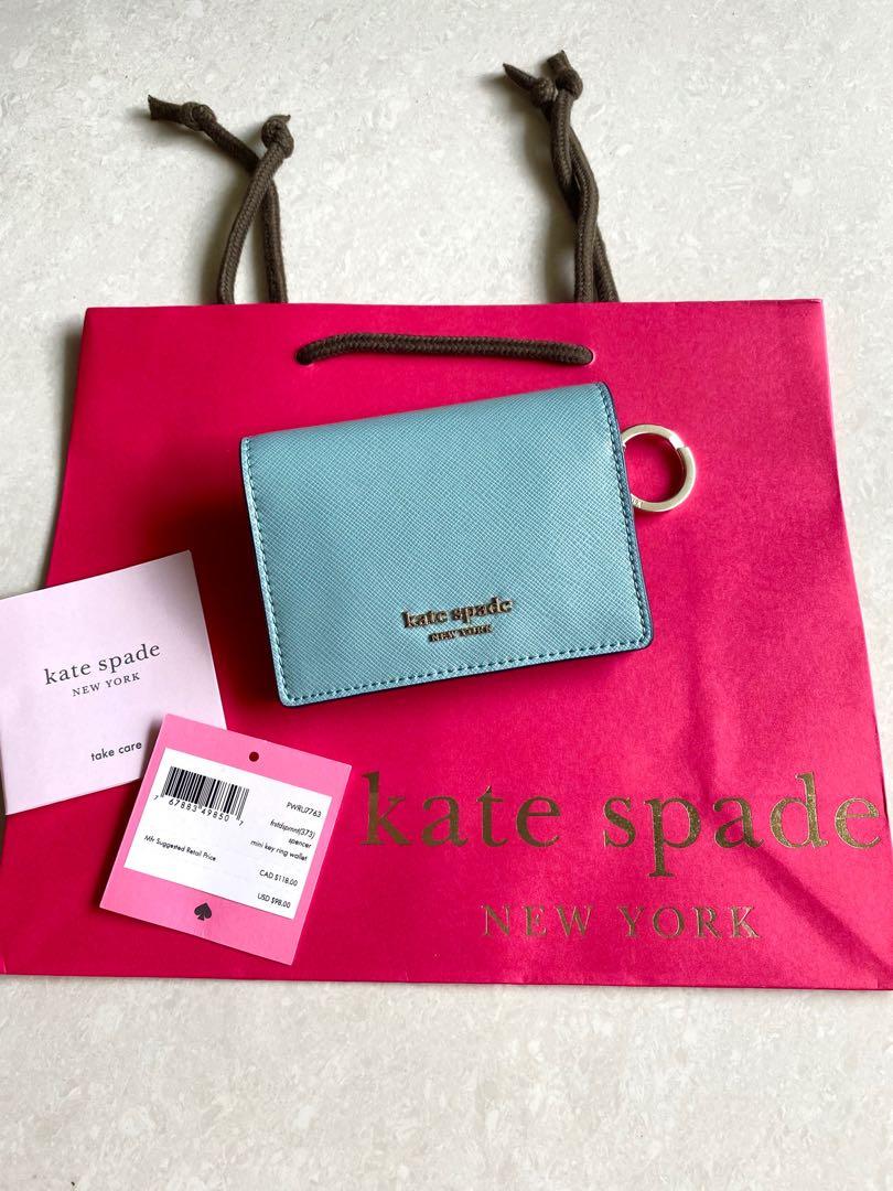 CLEARANCE Kate Spade INSTOCK Spencer Mini Key Ring Wallet Small Bifold Frosted Spearmint Light Blue Baby Blue Women s Fashion Bags Wallets Wallets Card Holders on Carousell