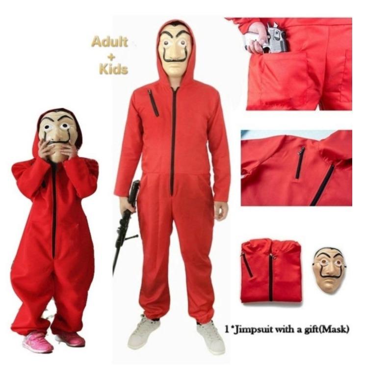 Kids Unisex Money Heist Costume (Fun Size) (XXS,XS,S,M,L,XL,XXL