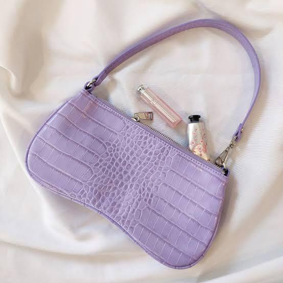 lilac baguette bag