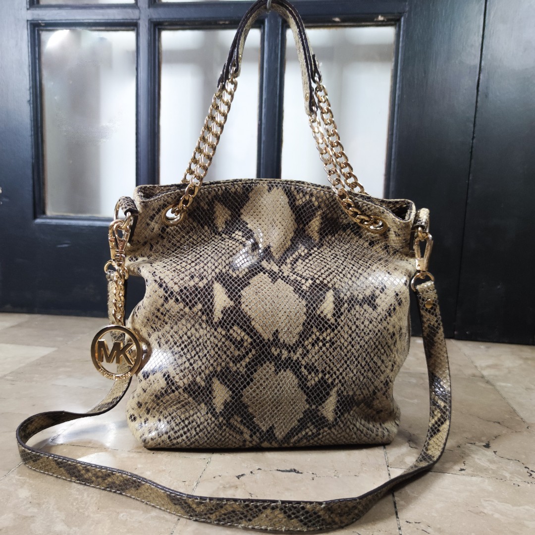 Michael Kors snakeskin bag, Luxury, Bags & Wallets on Carousell