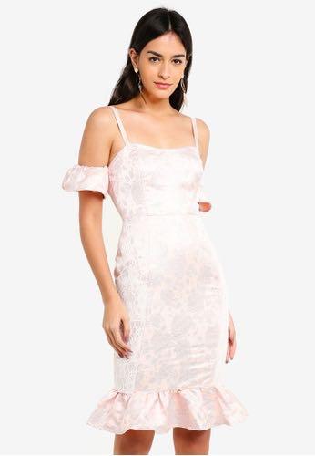 MISSGUIDED Pink Frill Peplum Dress