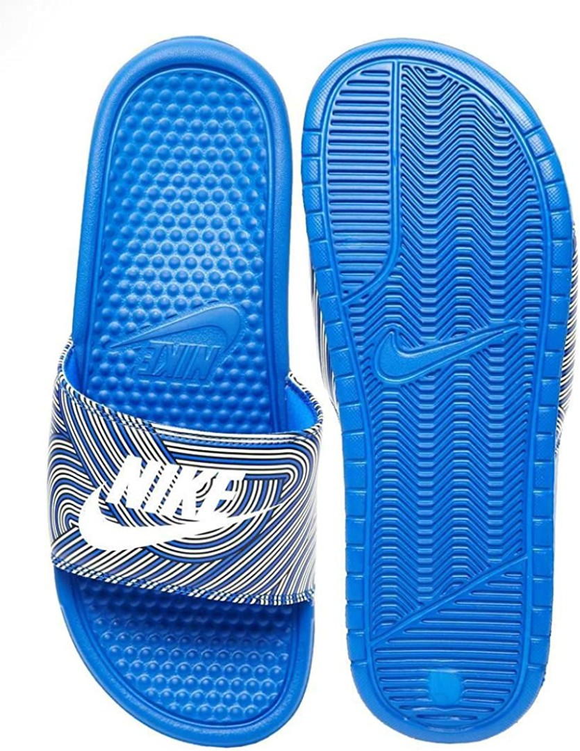 Nike Benassi JDI Print Racer Blue, Fashion, Footwear, Slides on Carousell