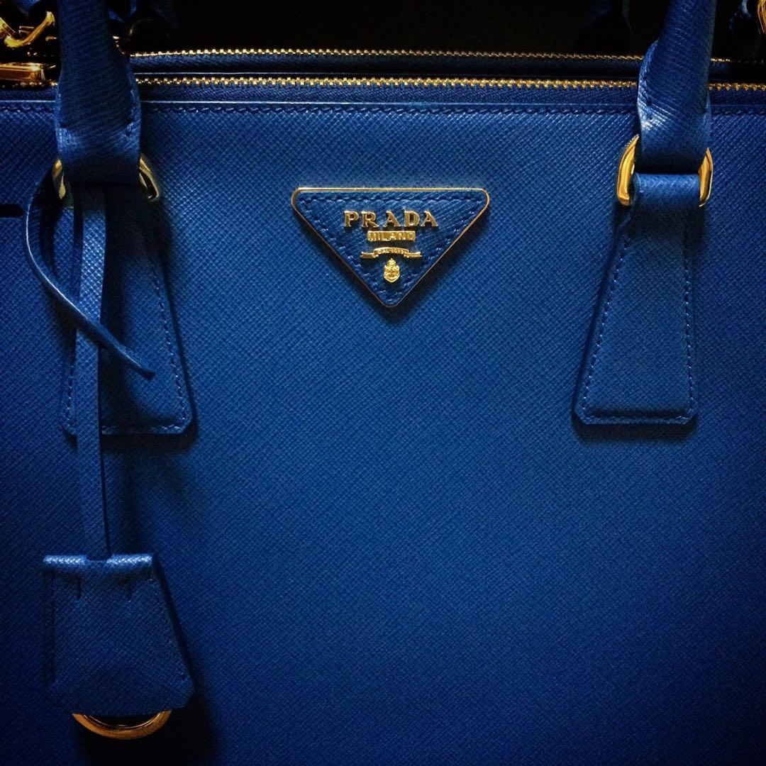 prada saffiano bag blue