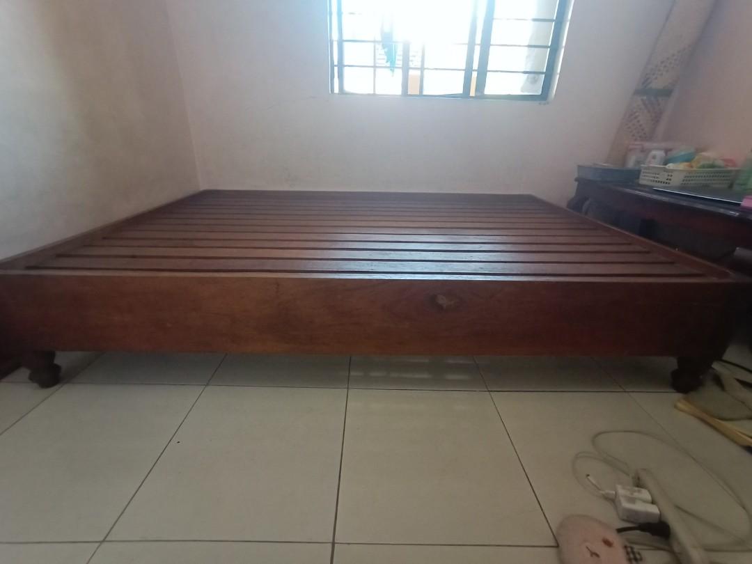 Pure Narra bed with narra side table, Furniture & Home Living