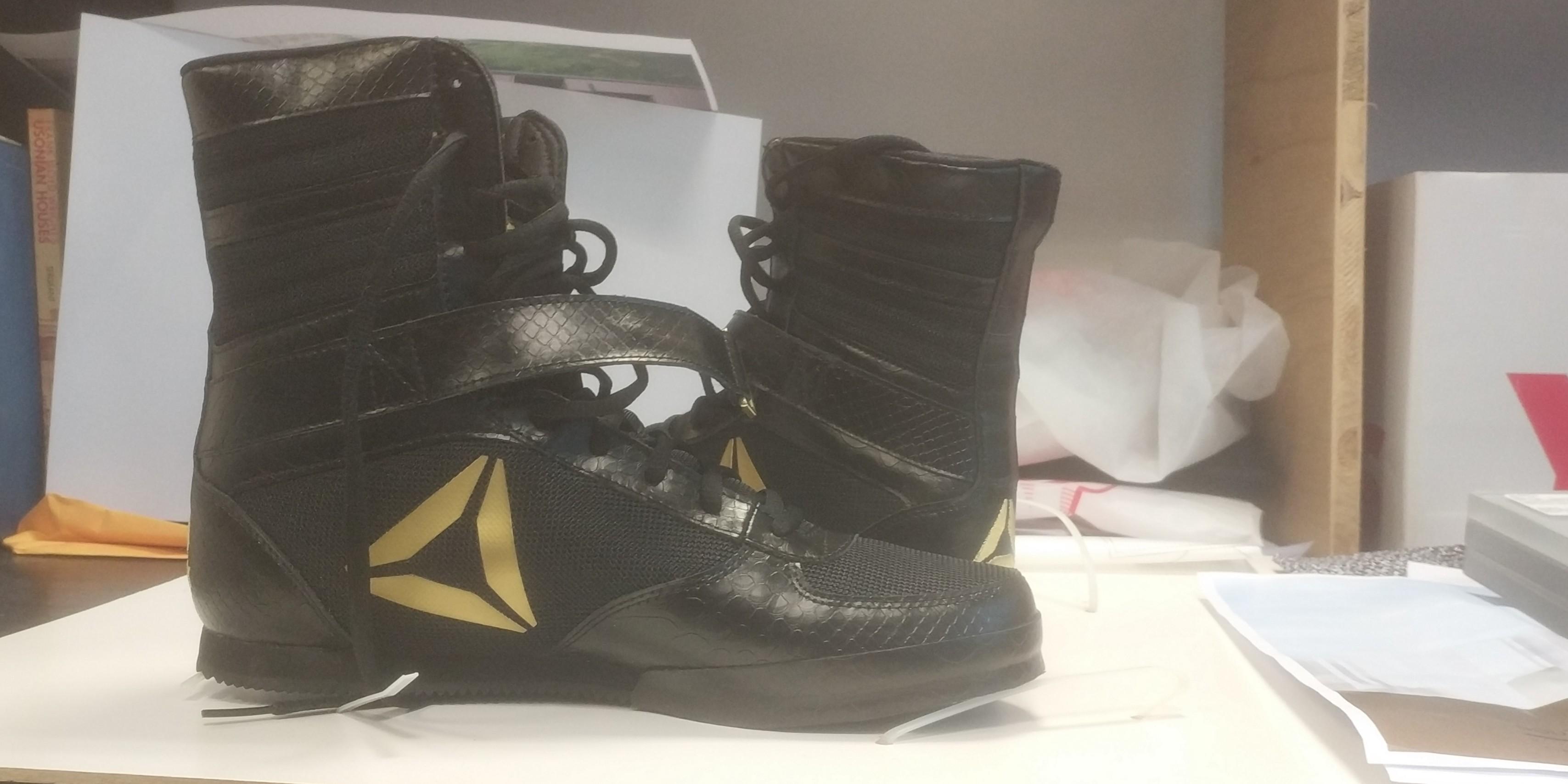reebok boxing boots black and gold