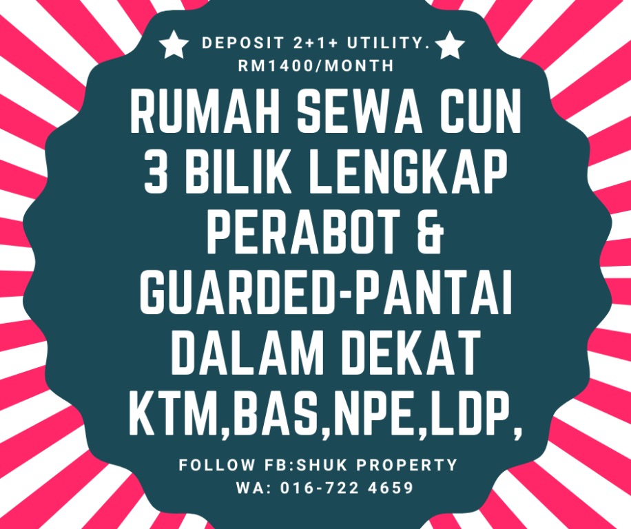 Rumah Sewa 3 Bilik Dekat Ktm Lrt Bas Pasar Malam Guarded Pantai Dalam Property Rentals On Carousell