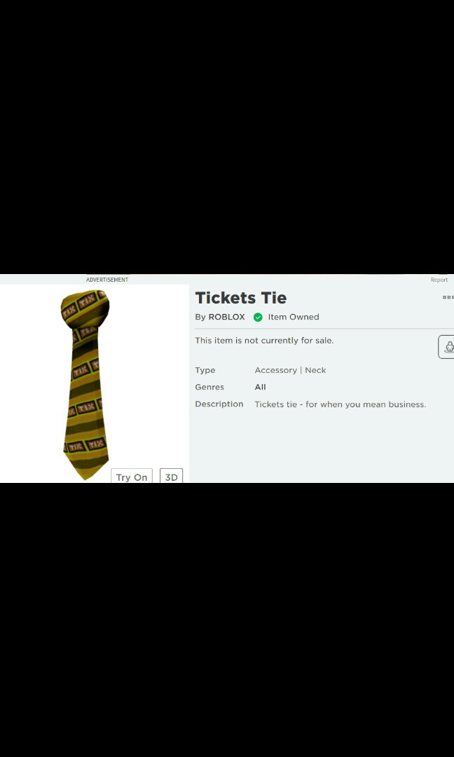 Ticket Tie Roblox Account Toys Games Video Gaming Video Games On Carousell - neck ties roblox