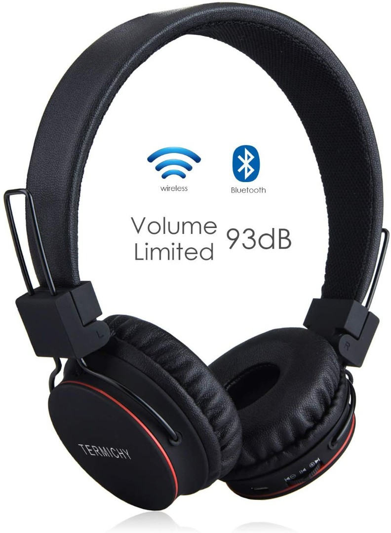 Volume Limited Wireless Bluetooth Kids Headphones Termichy wireless wired Foldable Stereo over Ear headsets with Music share port and Built in Microphone for calling children Bluetooth Earphones for s...