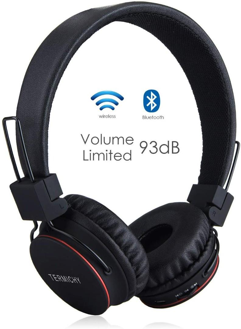 Volume Limited Wireless Bluetooth Kids Headphones Termichy wireless wired Foldable Stereo over Ear headsets with Music share port and Built in