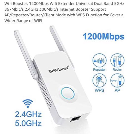 Wifi Booster 1200mbps Wifi Extender Universal Dual Band 5ghz 867mbit S 2 4ghz 300mbit S Internet Booster Support Ap Repeater Router Client Mode With Wps Function For Cover A Wider Range Of Wifi Electronics Others On Carousell