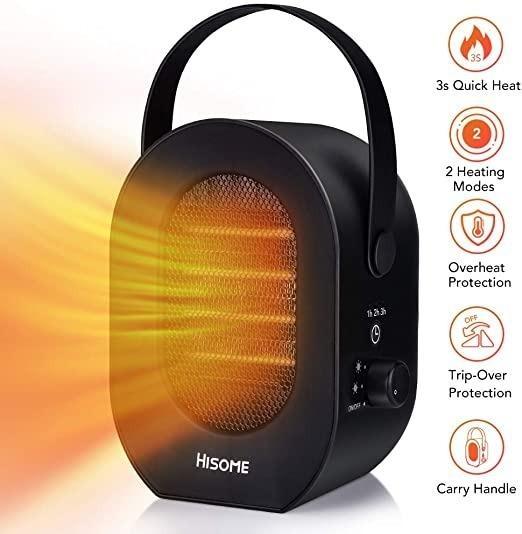 7830 Hisome Portable Space Heater 1200w 600w Indoor Heaters Fan Electric Heaters 2 Modes 3 Timing Desktop Electric Warmer With Over Heat Tip Over Protection For Home And Office Electronics Others On Carousell