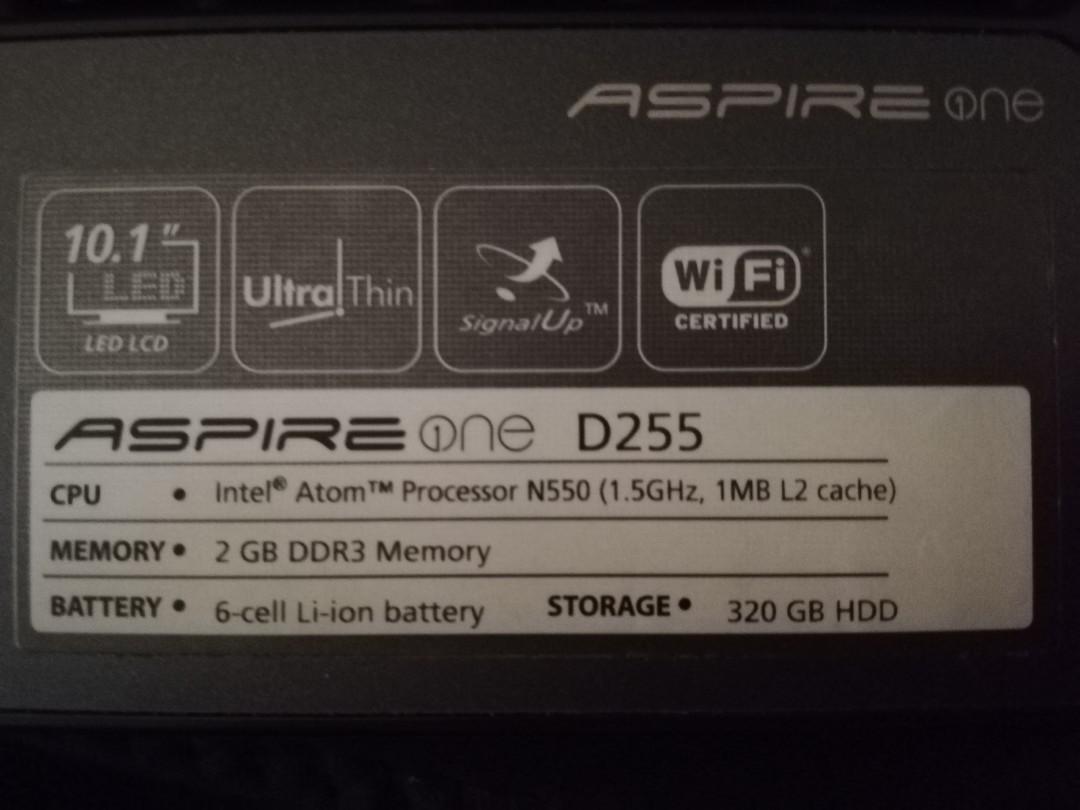 Acer Aspire One D255 netbook + Canon Pixma iP2870S printer bundle (Category: Laptops & Notebooks) located in Antipolo. Submitted by destash4funds (Listing ID 1018876267, Image 3). Description: Acer Aspire One D255 netbook + Canon Pixma iP2870S printer bundle used Php 9,000 instead of Php 11,000! Intel Atom N550 1.3Ghz, 1MB L2 Cache 2gb DDR3 320GB HDD Additional details: - netbook size is 10.1in - current installed OS is Windows 7 Ultimate - curre