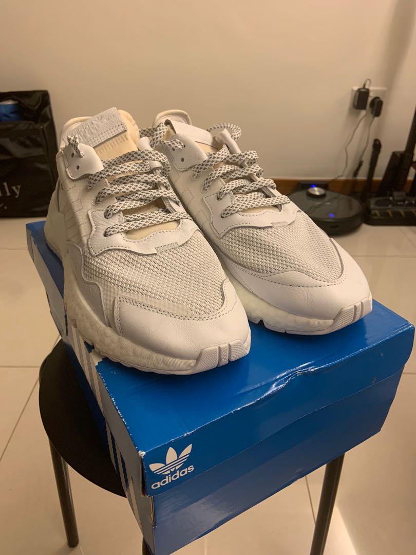 Adidas Nite Joggers Triple White Men s Fashion Footwear Sneakers on Carousell