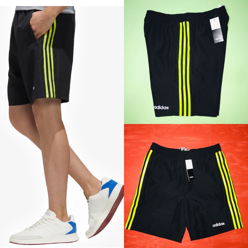 Adidas shorts yellow green stripes Men s Fashion Bottoms Shorts