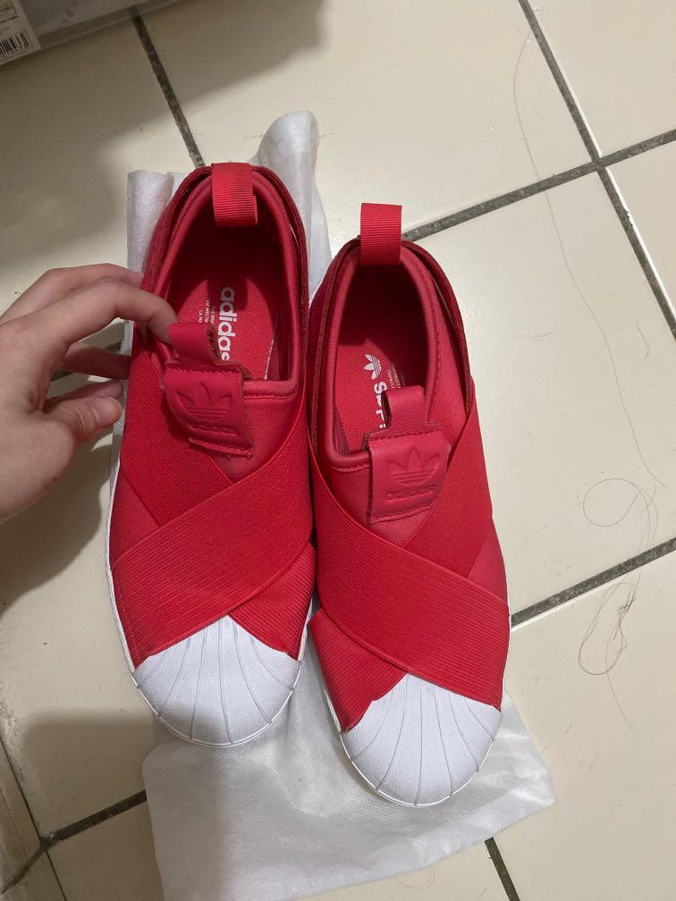 adidas red slip on sneakers