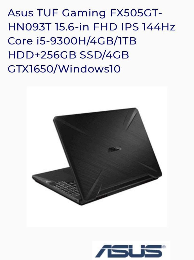 Asus Tuf Gaming Fx505gt Hn093t Electronics Computers Laptops On Carousell