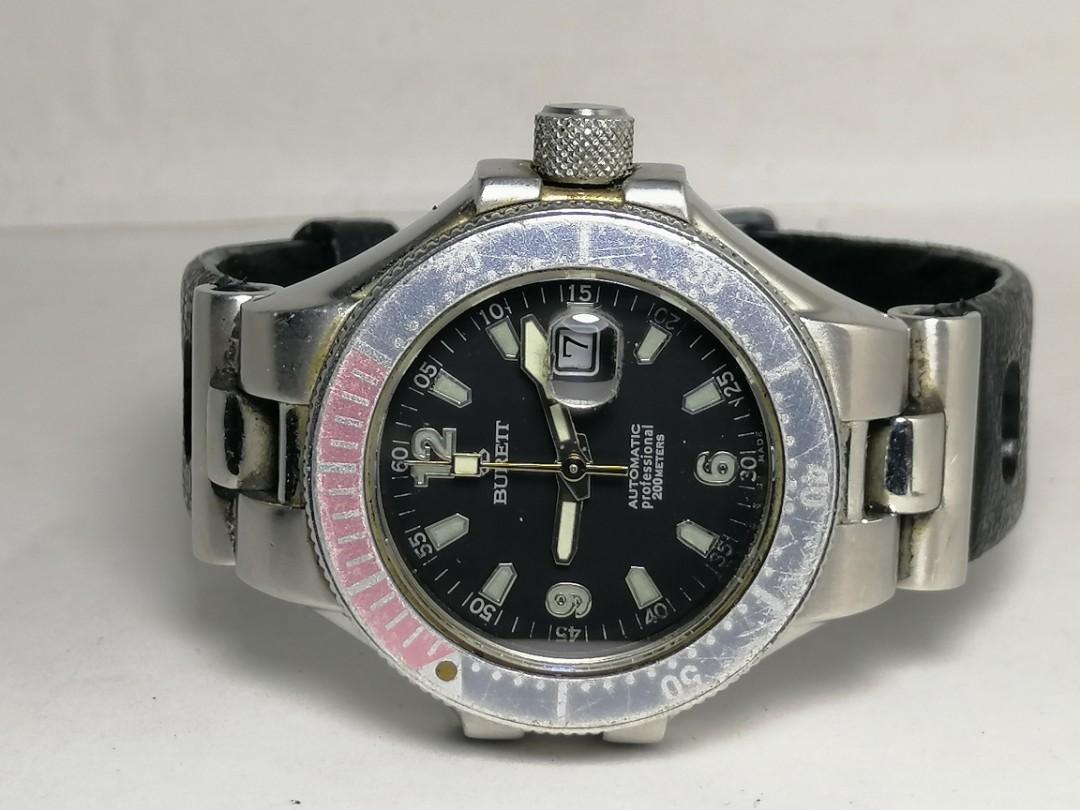 Authentic BURETT mens 39mm divers automatic watch, Men's Fashion