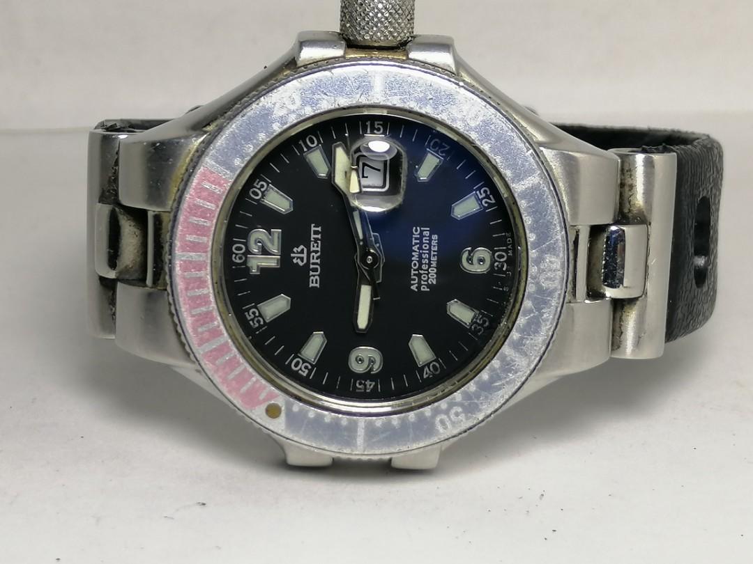 Authentic BURETT mens 39mm divers automatic watch, Men's Fashion