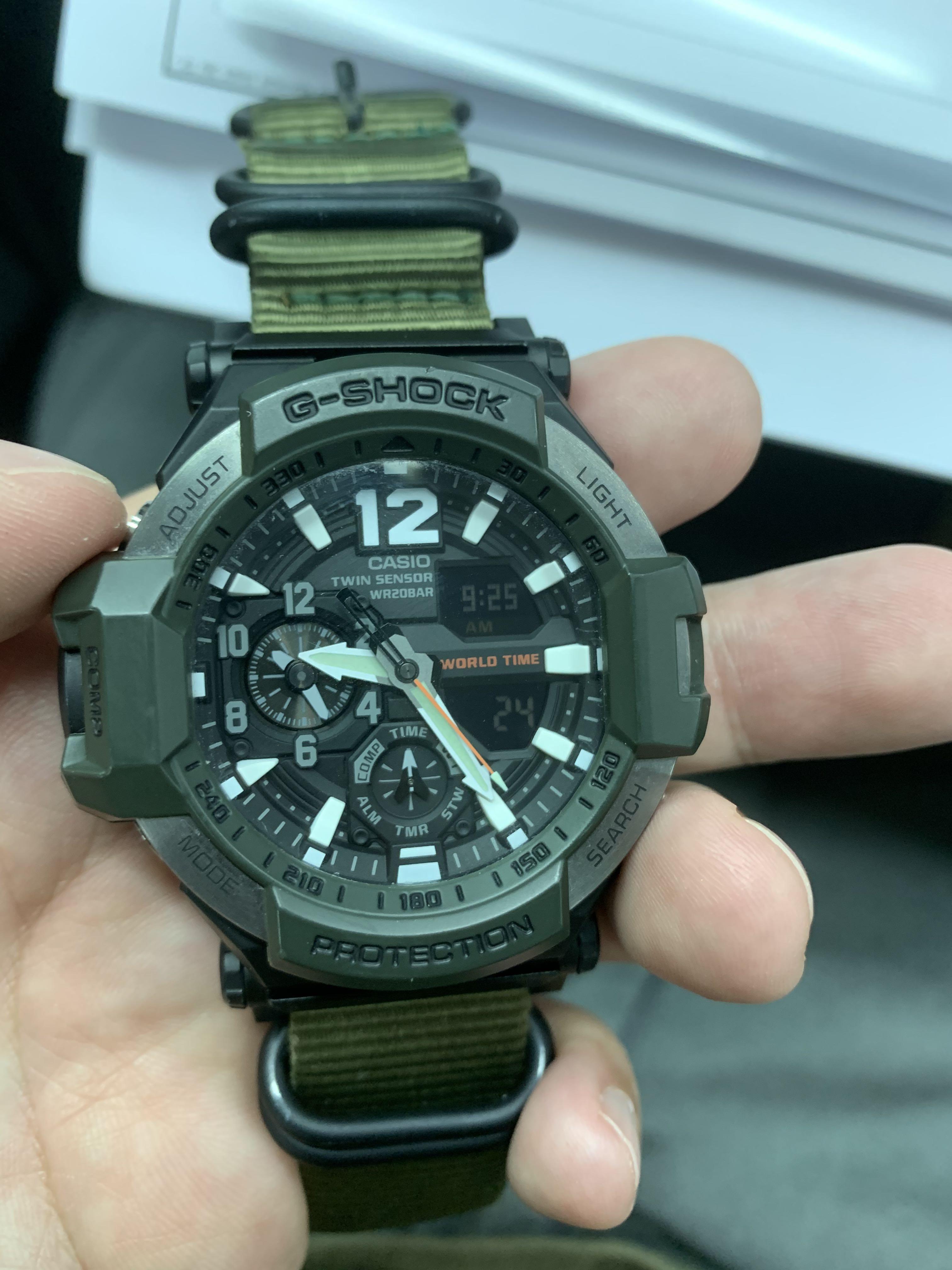 Casio G Shock GravityMaster ga-1100sc with nato strap jayskays  adapter.跟尼龍錶帶及轉接頭, 名牌, 手錶- Carousell