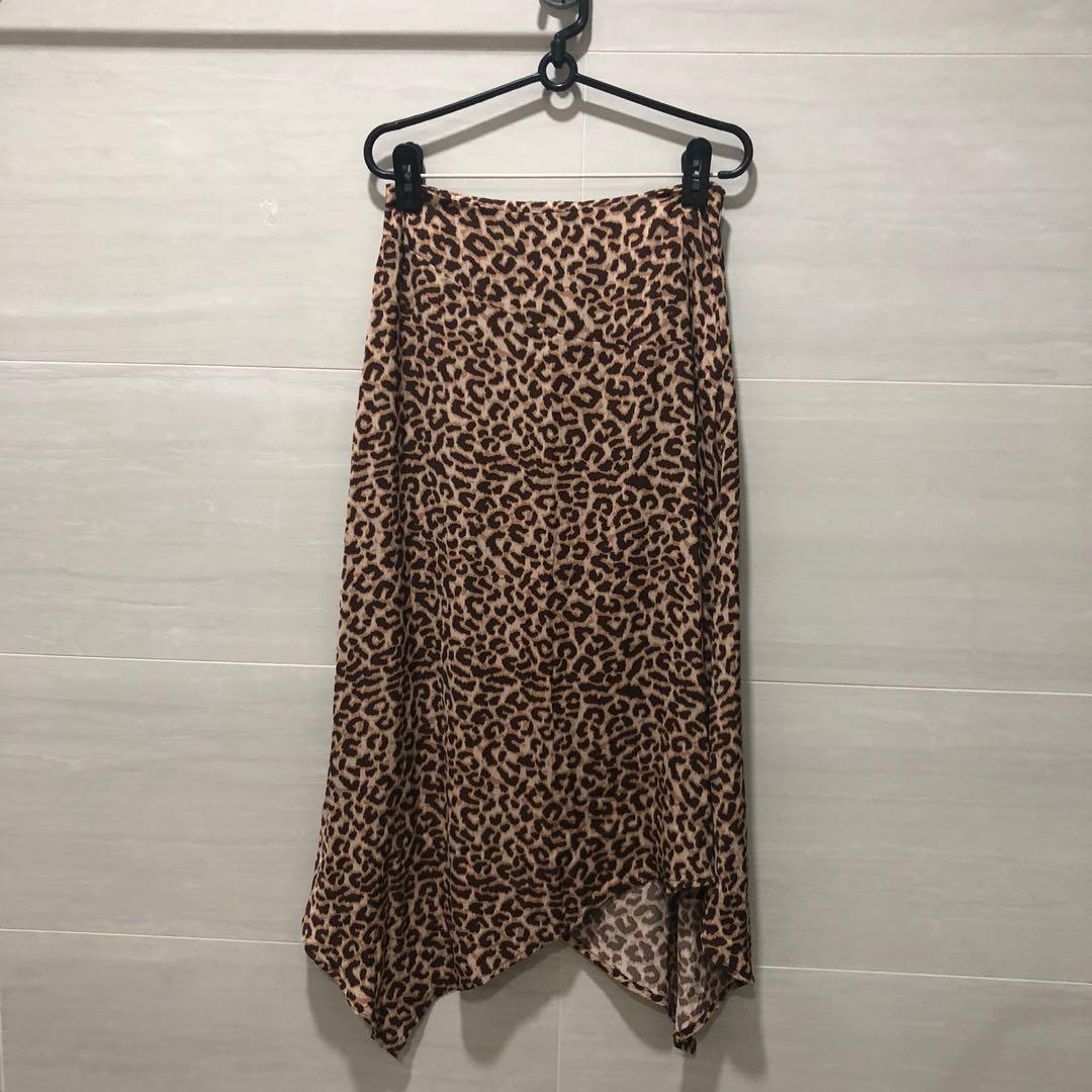 Cotton On Leopard Print Asymmetrical Midi Skirt Women s Fashion Bottoms Skirts on Carousell