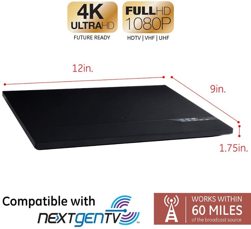 GE UltraPro Signal Finder Indoor Digital 4K 1080P HDTV Antenna (95km Range)