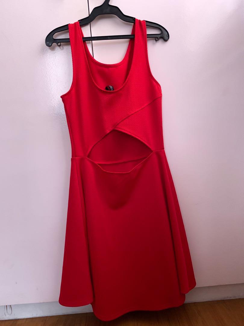 h&m red skater dress