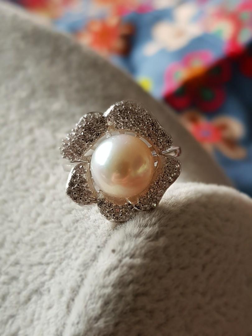 Genuine pearl flower ring Women s Fashion Jewelry Organisers Body Jewelry on Carousell