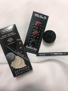 Kat Von D Tattoo Liner, Setting powder, Creme lipstick
