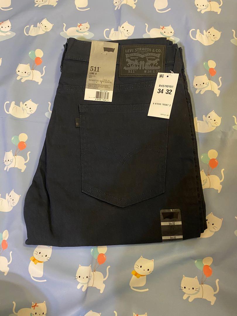 Levis 511 Slim Fit Line 8 Jeans Black Indigo 3D W34