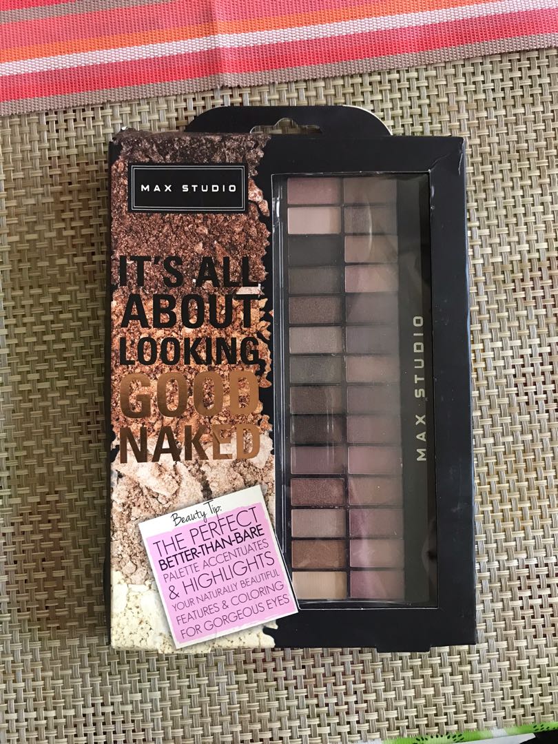 MAX STUDIO EYE SHADOW PALETTE. The perfect better than bare palette accentuates and highlights. Never used it but just tried one shade with my finger only.