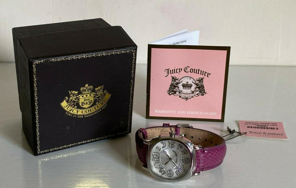 NEW JUICY COUTURE SWAROVSKI CRYSTALS PURPLE SNAKE EMBOSSED
