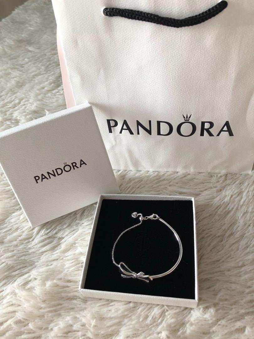 New Pandora Sparkling Bow Slider Bracelet