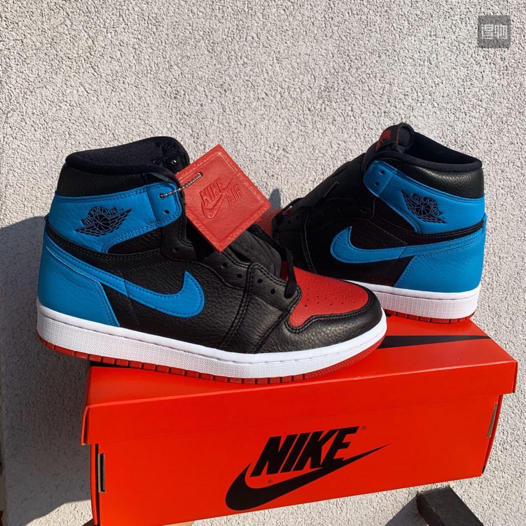 black and red and blue jordan 1
