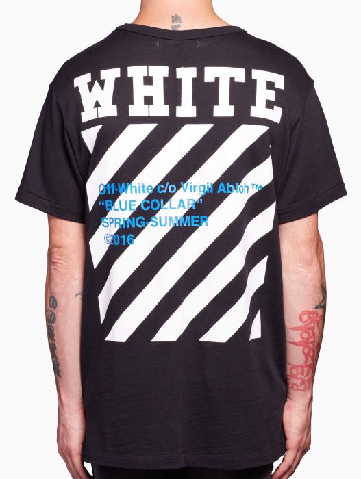 Off white blue collar clearance tee