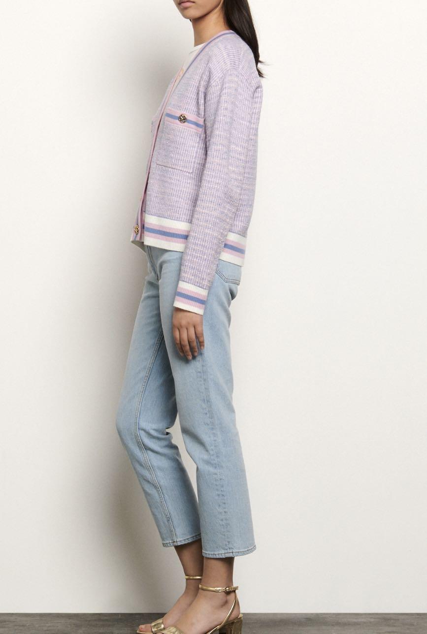sandro cropped tweed effect cardigan