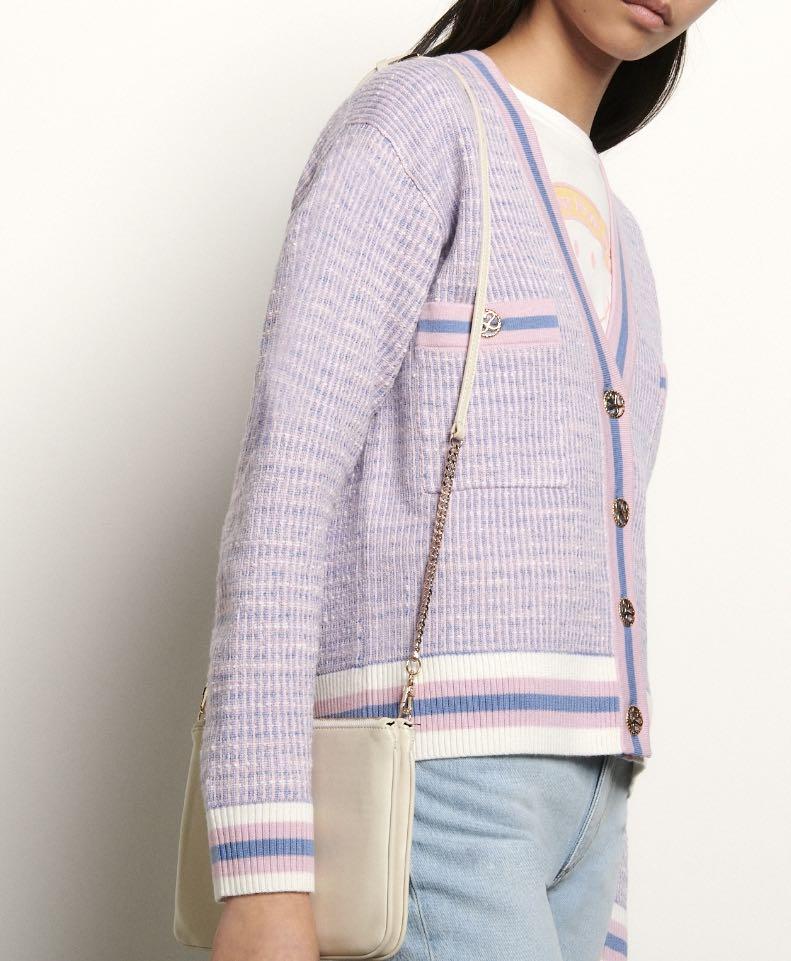 sandro cropped tweed effect cardigan