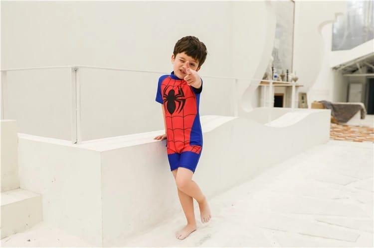 superhero swimming suit plus hat boy swimming set