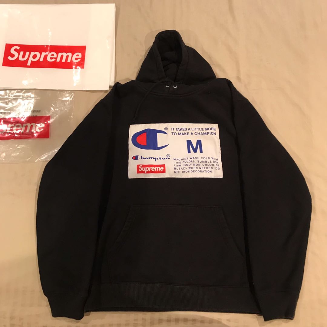 champion supreme label hoodie
