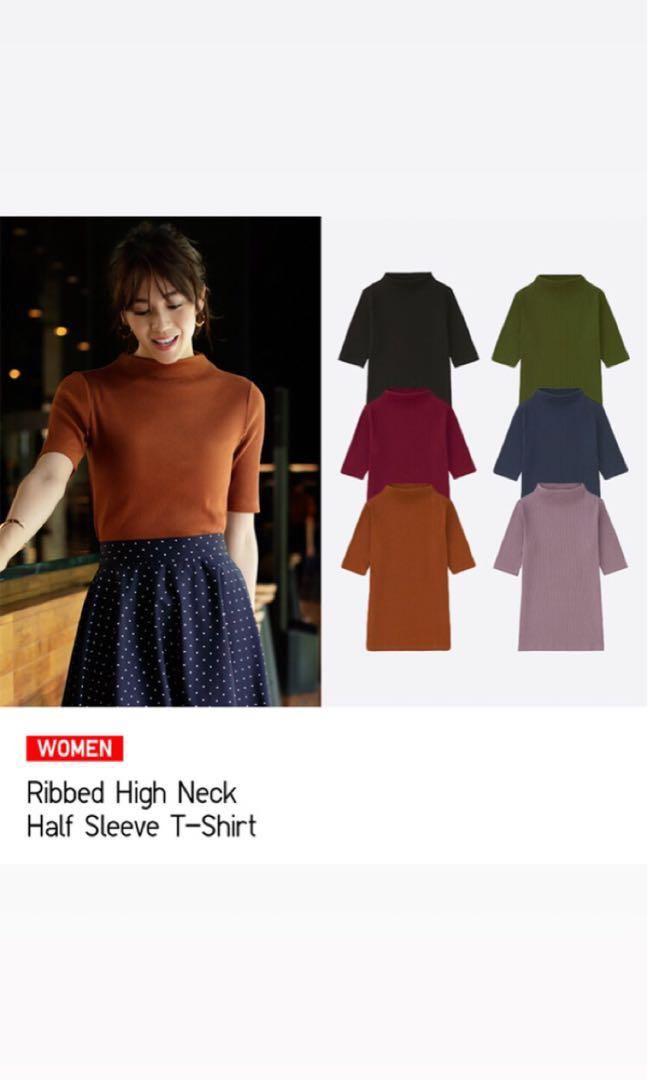 uniqlo ribbed high neck half sleeve