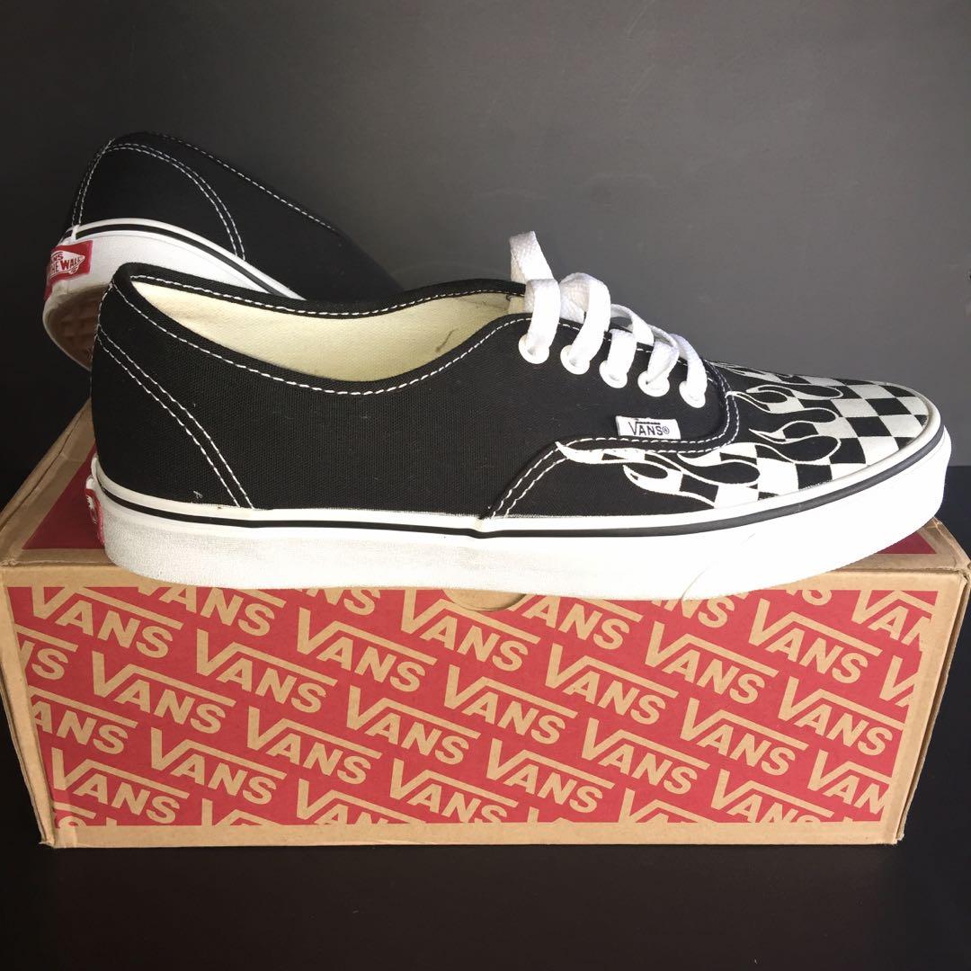 flaming checkered vans