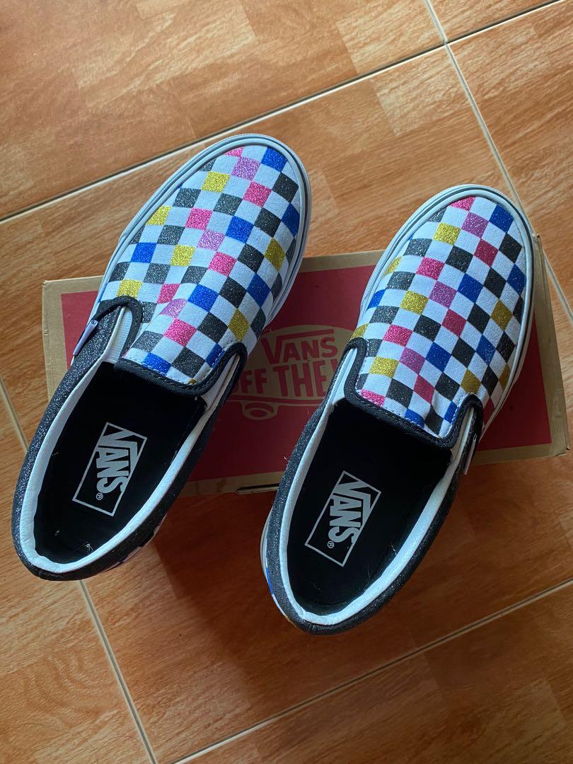 Checkered glitter vans sale