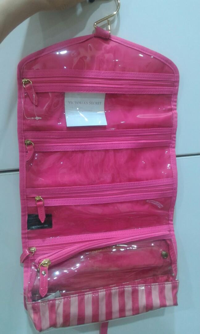 VICTORIA SECRET Pink Stripe Hanging Toiletry Bag
