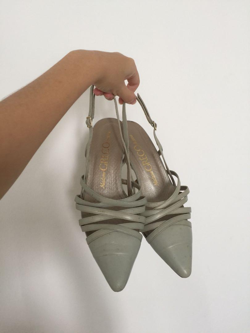 pale green shoes and bag