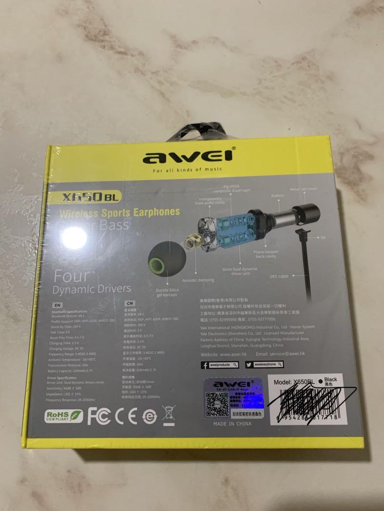 awei (Category: Earphones) located in Singapore. Submitted by janefsk (Listing ID 1019014627, Image 2). Description: original price is $39.90 however since I am not using it hence selling it at a lower price Tag:earpiece, wireless , awei, earphone.